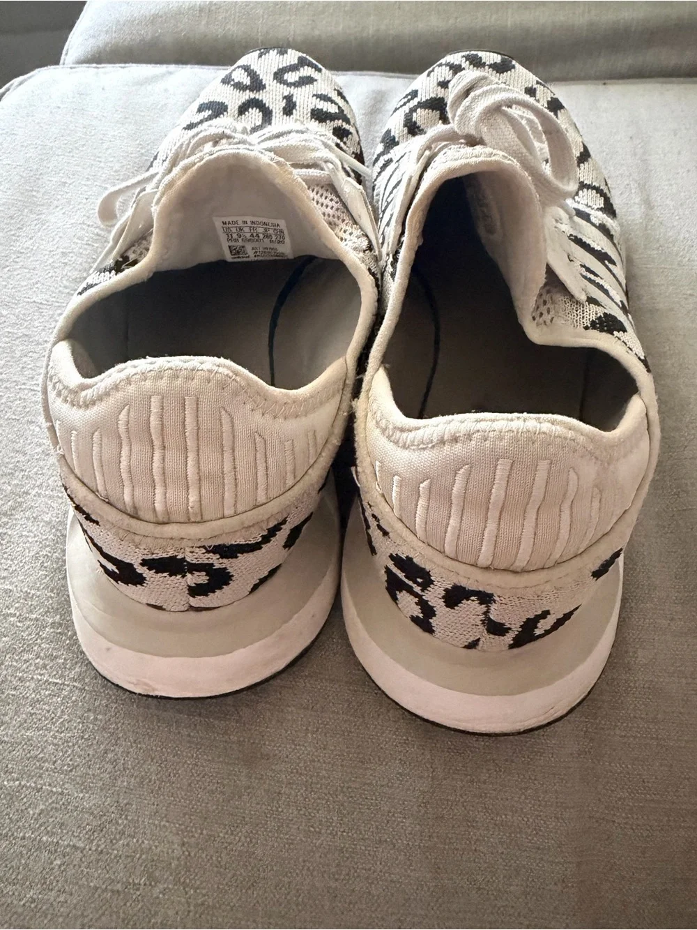 adidas Knit Leopard-Print Sneakers in White and Black